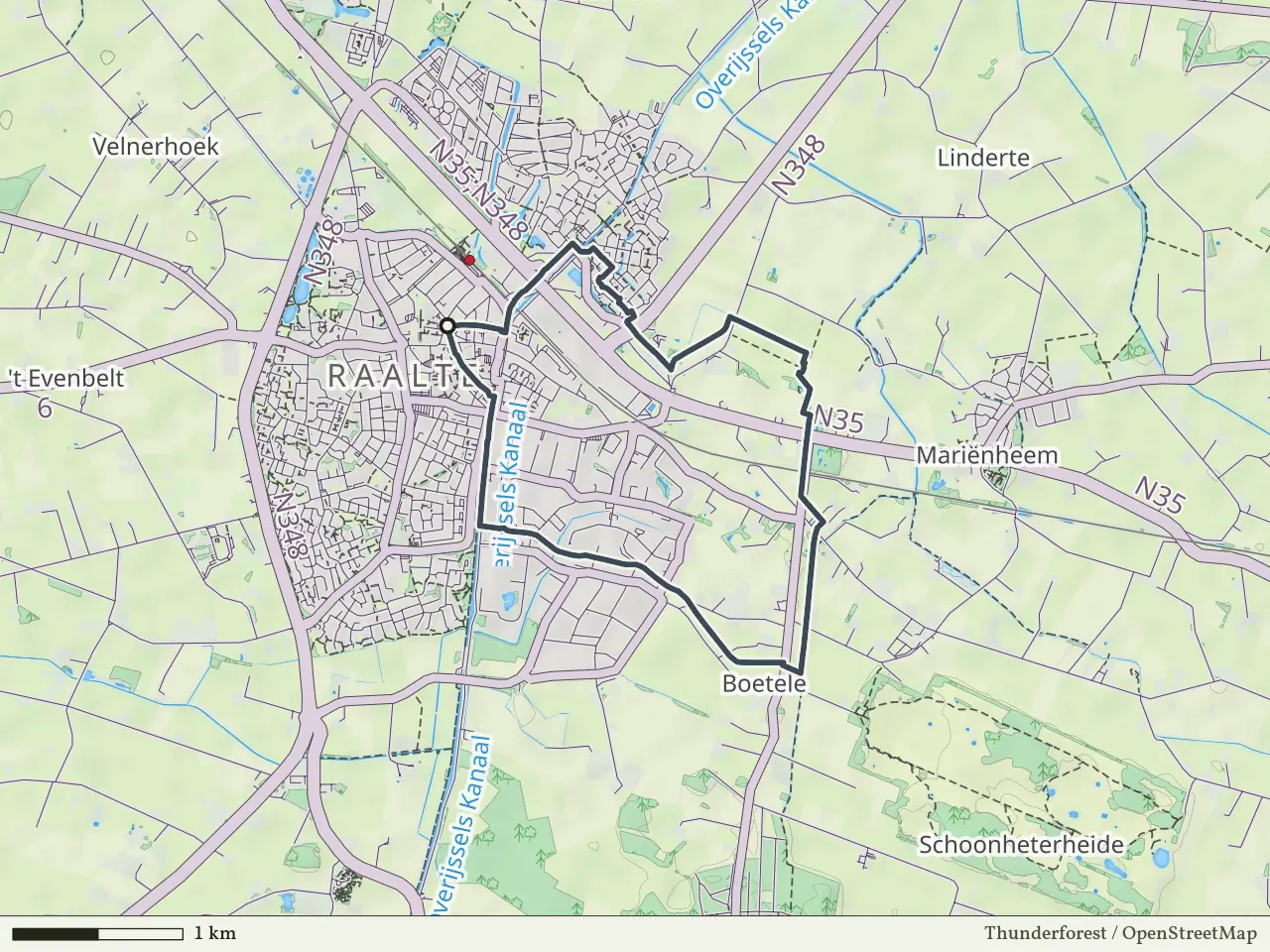 Paarse route vanaf Raalte, Salland