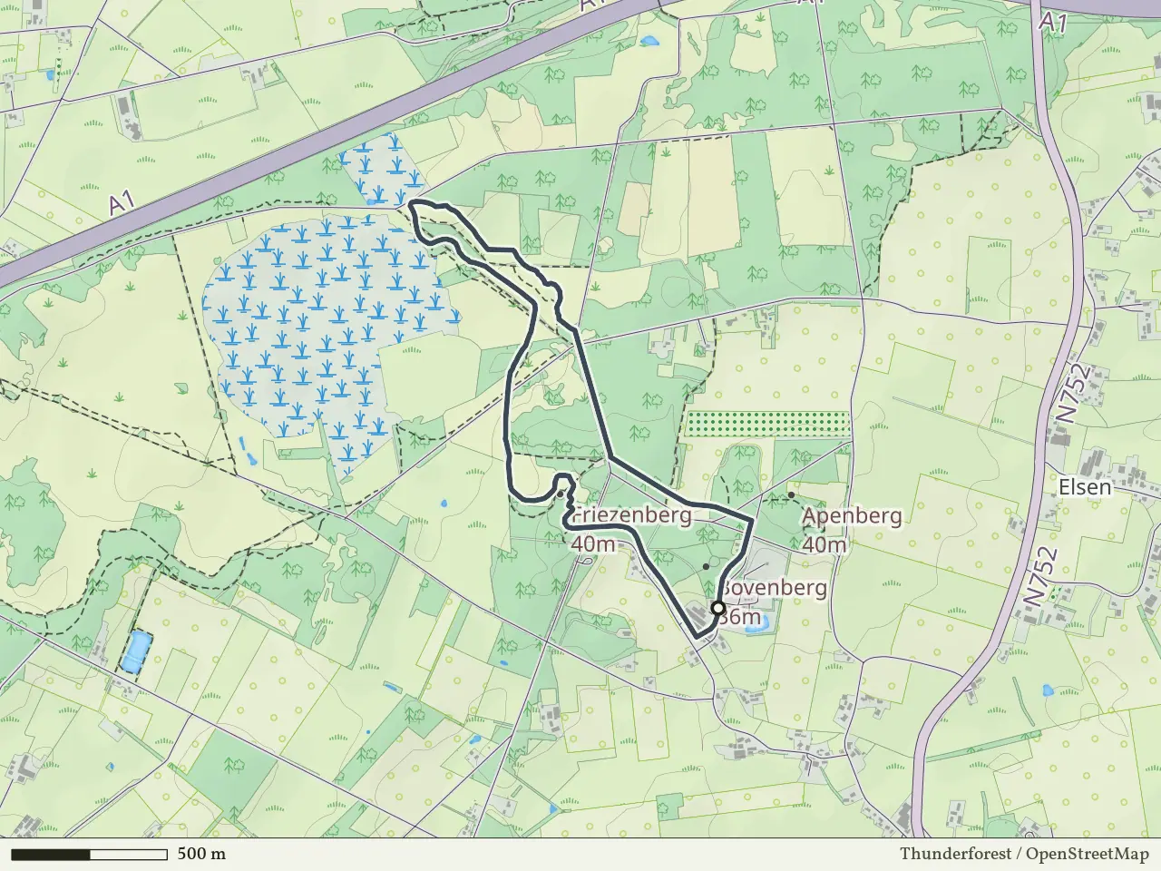 Gele route vanaf Bovenberg, Markelo