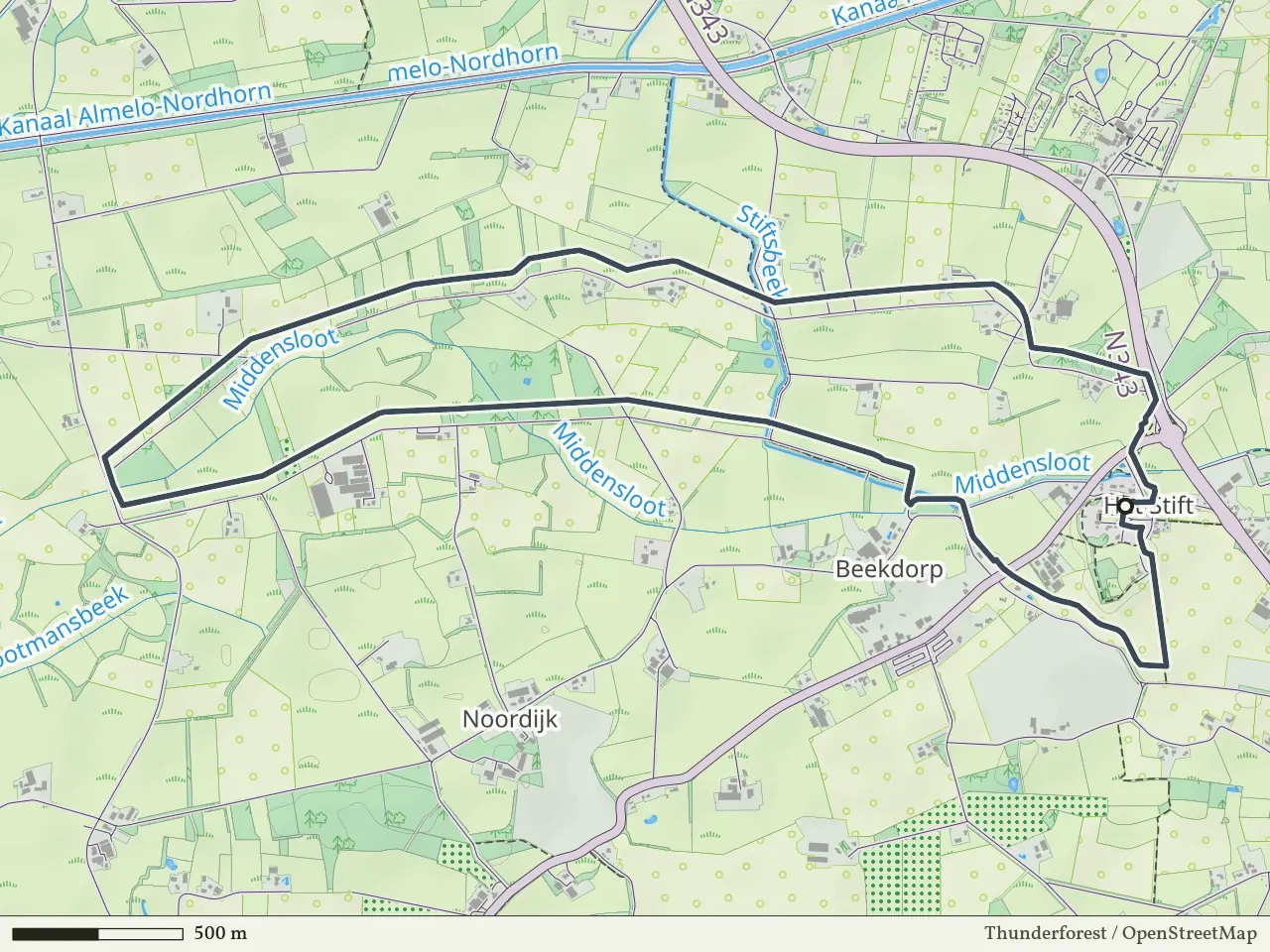Paarse route vanaf Het Stift, Weerselo