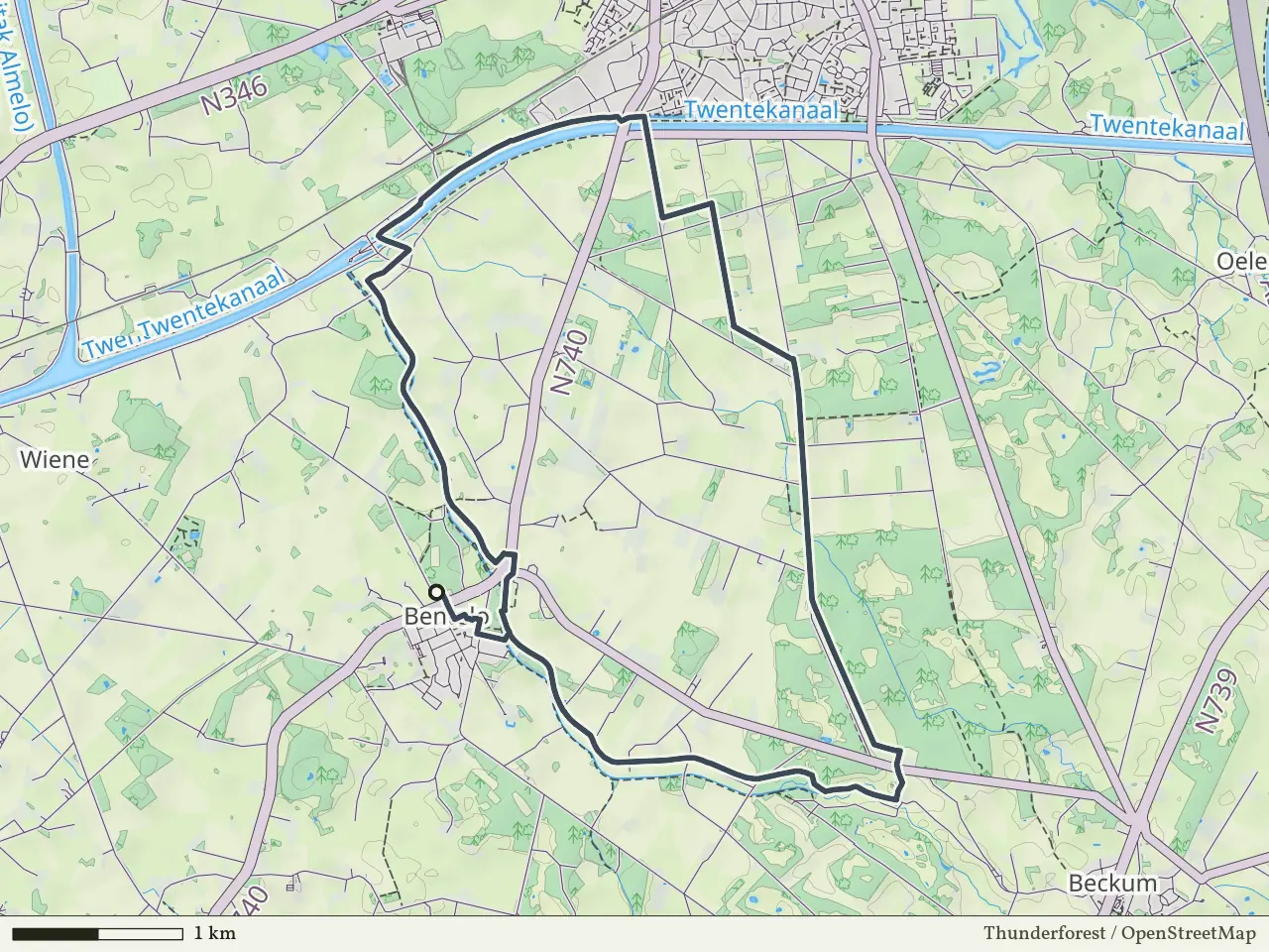 Paarse route vanaf Bentelo, Hof van Twente