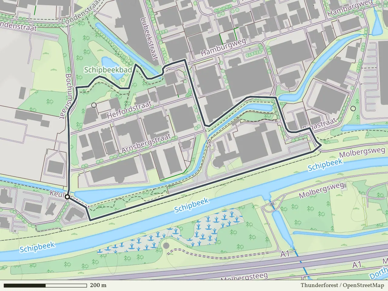 Blauwe route vanaf Schipbeek, Deventer