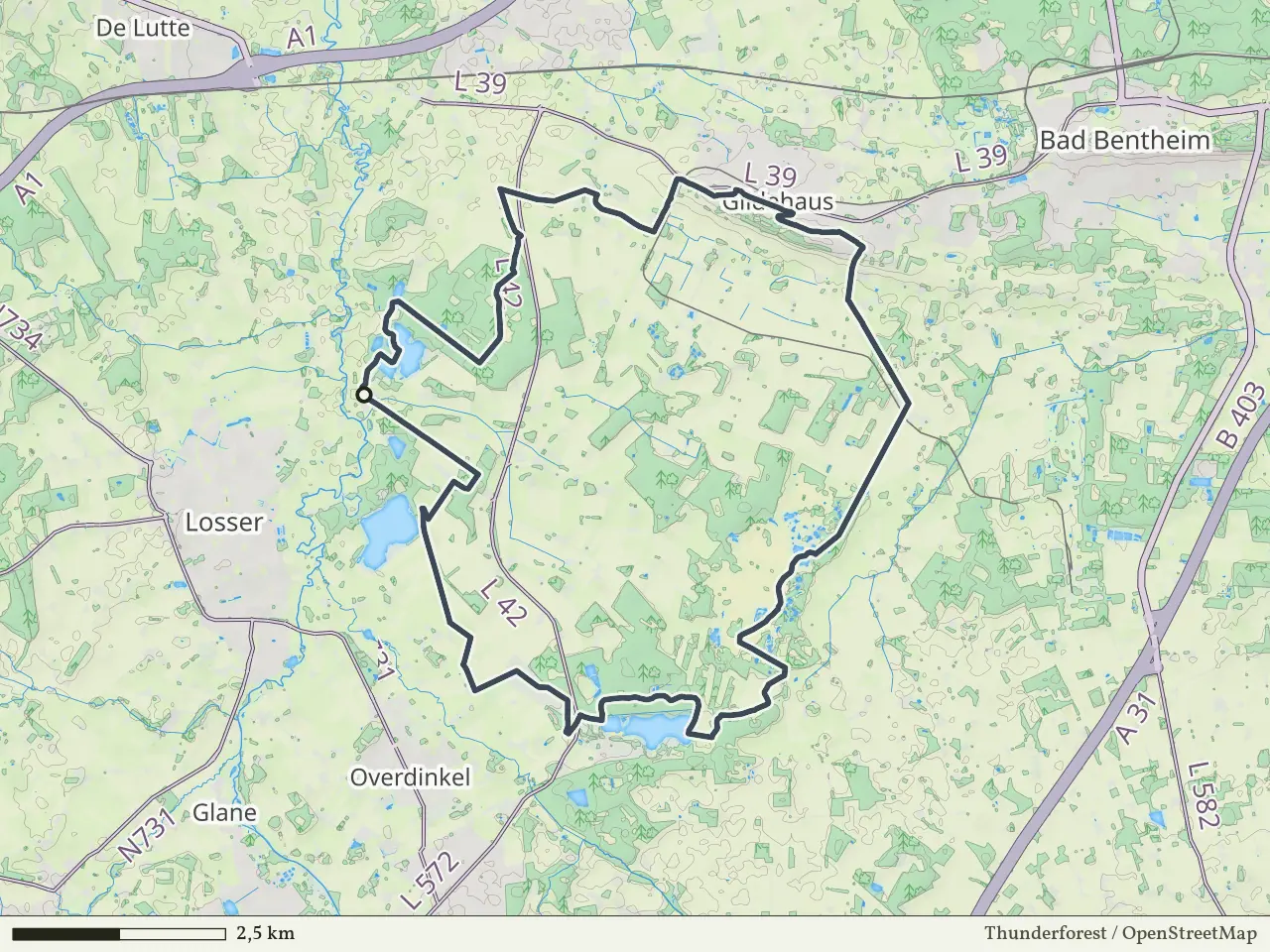Rode route vanaf Bardel, Bad Bentheim