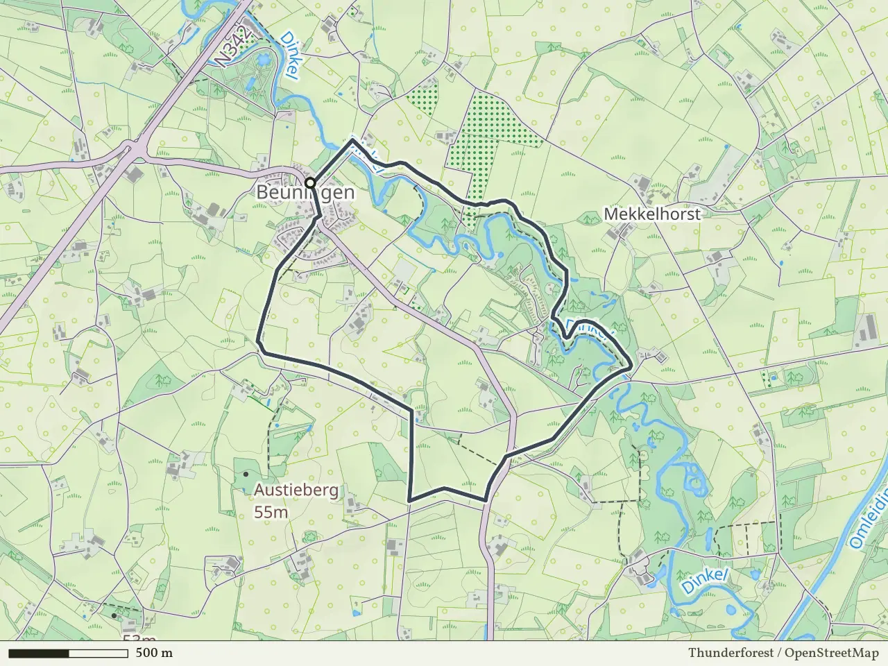 Gele route vanaf Beuningen, Losser