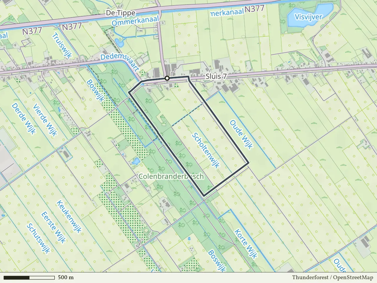 Groene route vanaf Sluis 7, Hardenberg Oost