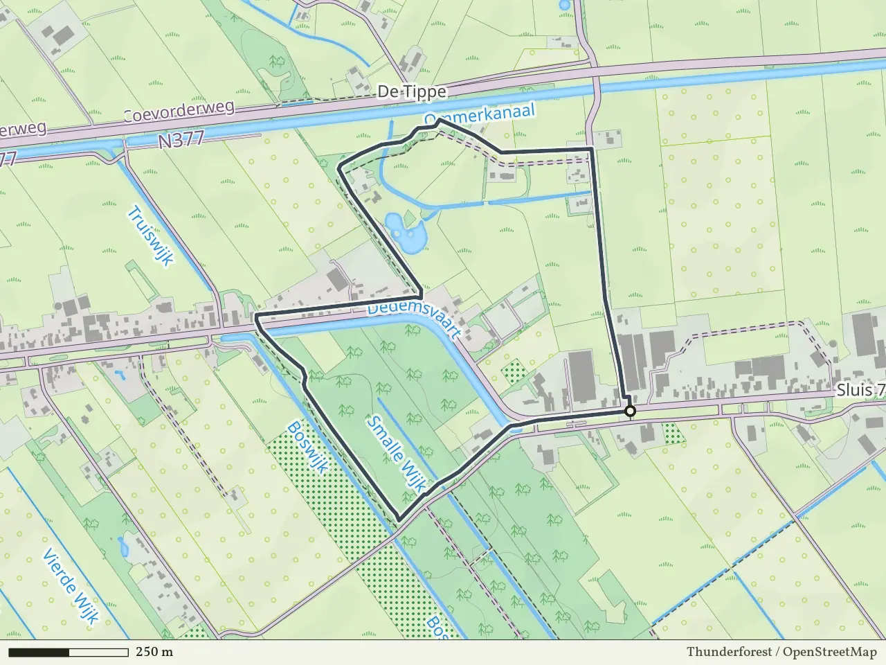 Paarse route vanaf Sluis 7, Hardenberg Oost