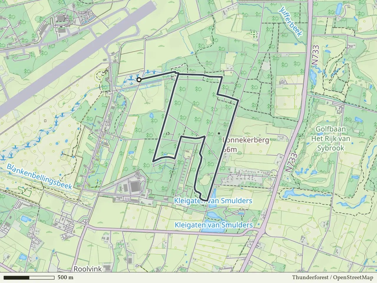 Rode route vanaf Doppler, Vliegveld Twenthe