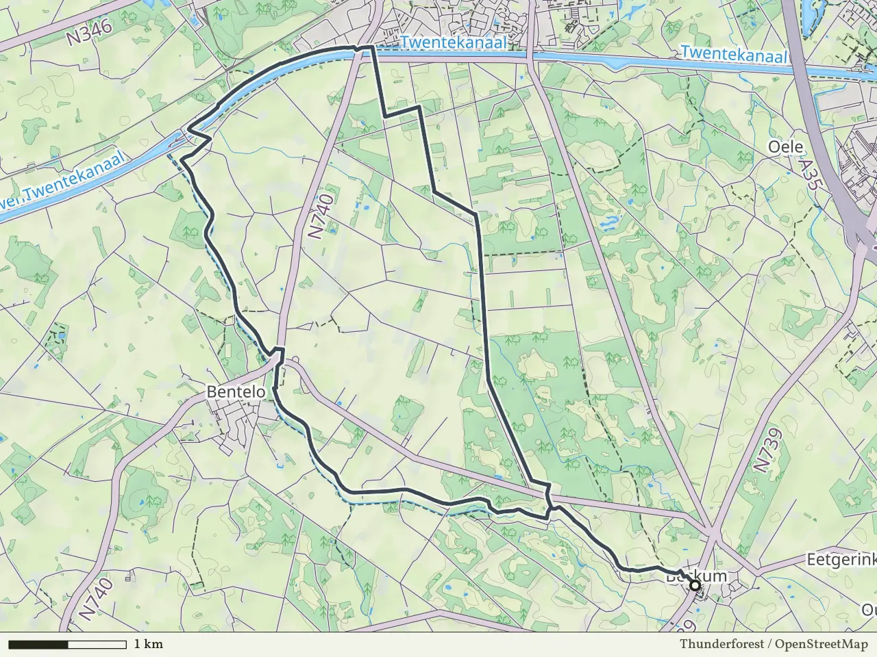 Paarse route vanaf Beckum, Hof van Twente