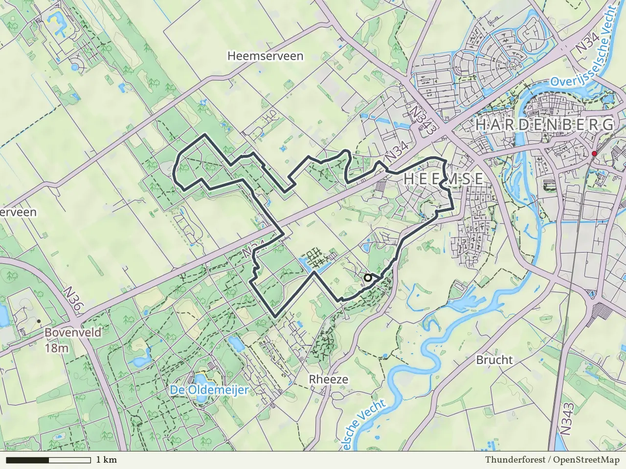 Rode route vanaf Rheezerbelten, Hardenberg Oost