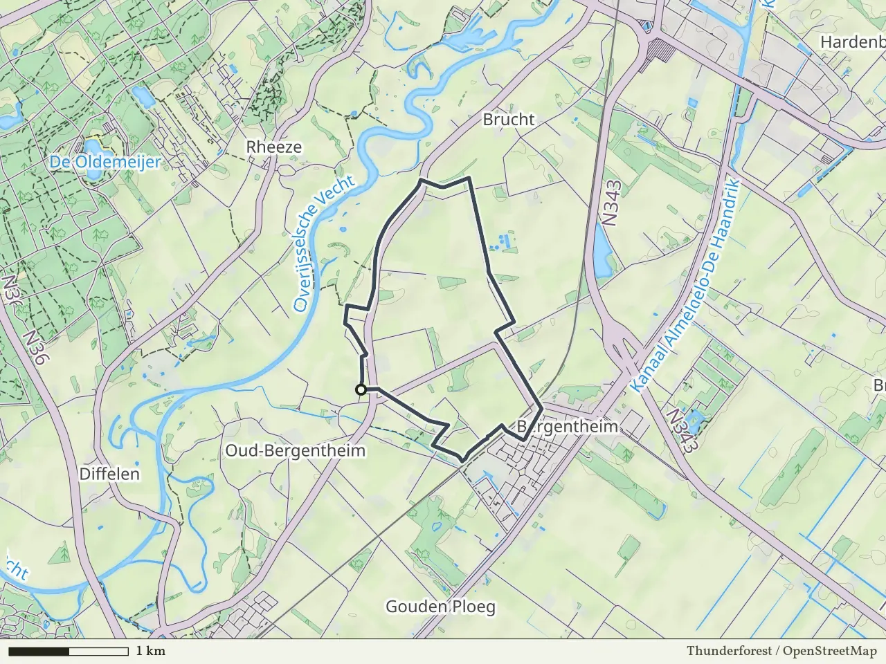Paarse route vanaf Oud Bergentheim, Hardenberg Oost