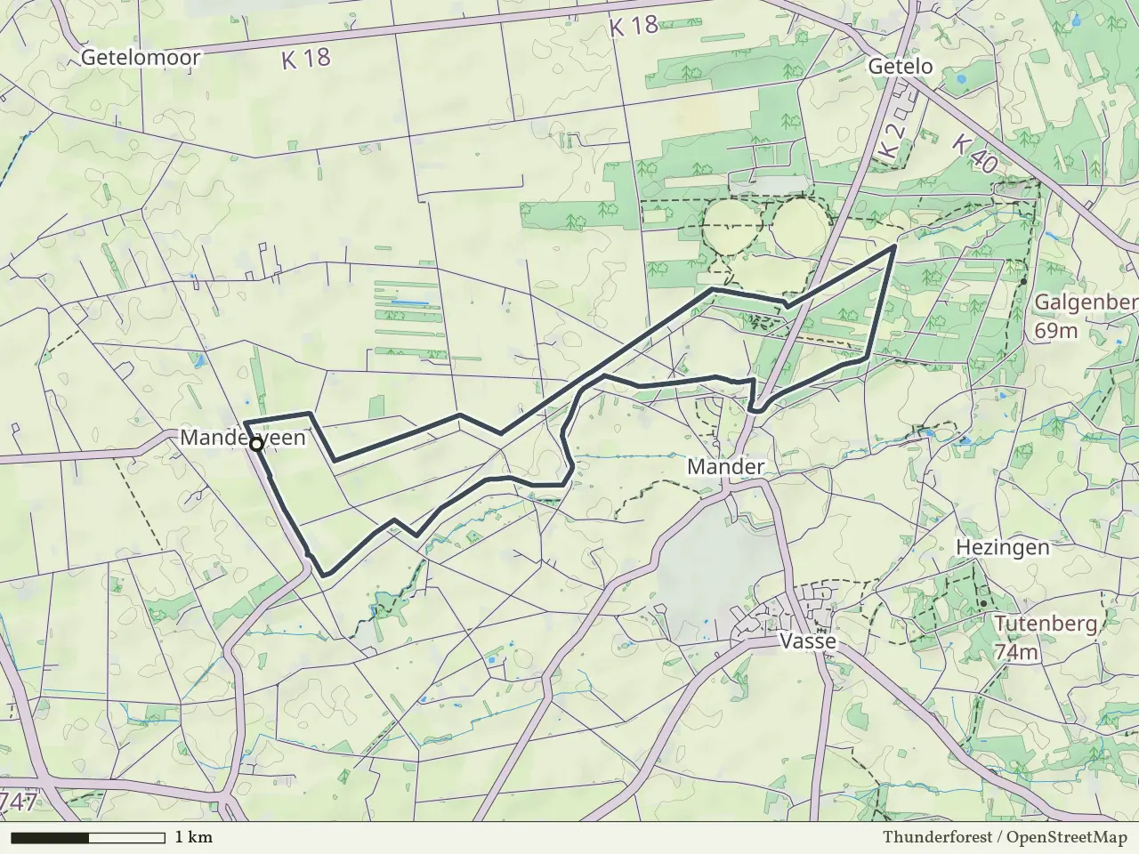 Blauwe route vanaf Manderveen, Geesteren