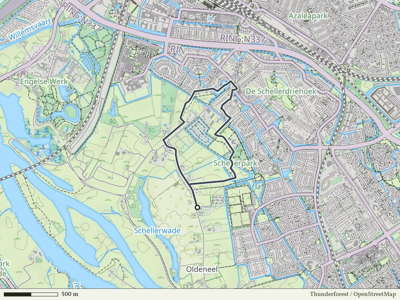 Rode route vanaf Oldeneel, Zwolle