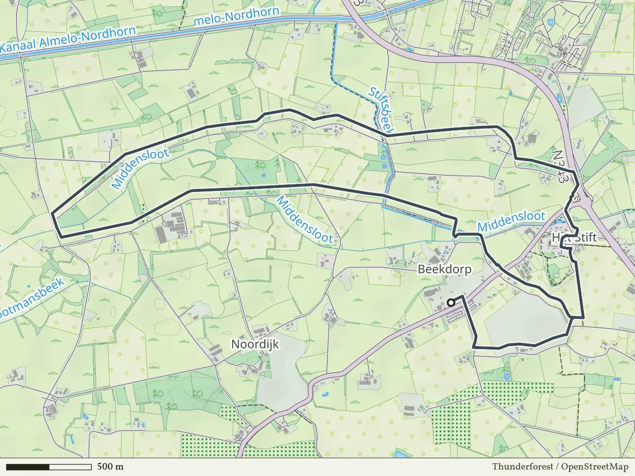 Paarse route vanaf Beekdorp, Weerselo