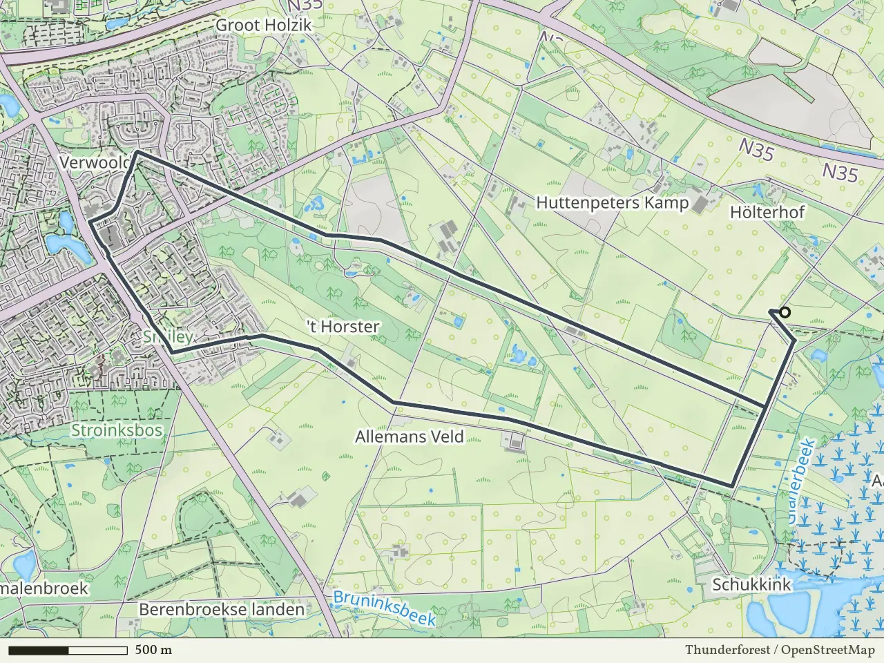 Blauwe route vanaf Aamsveen, Enschede