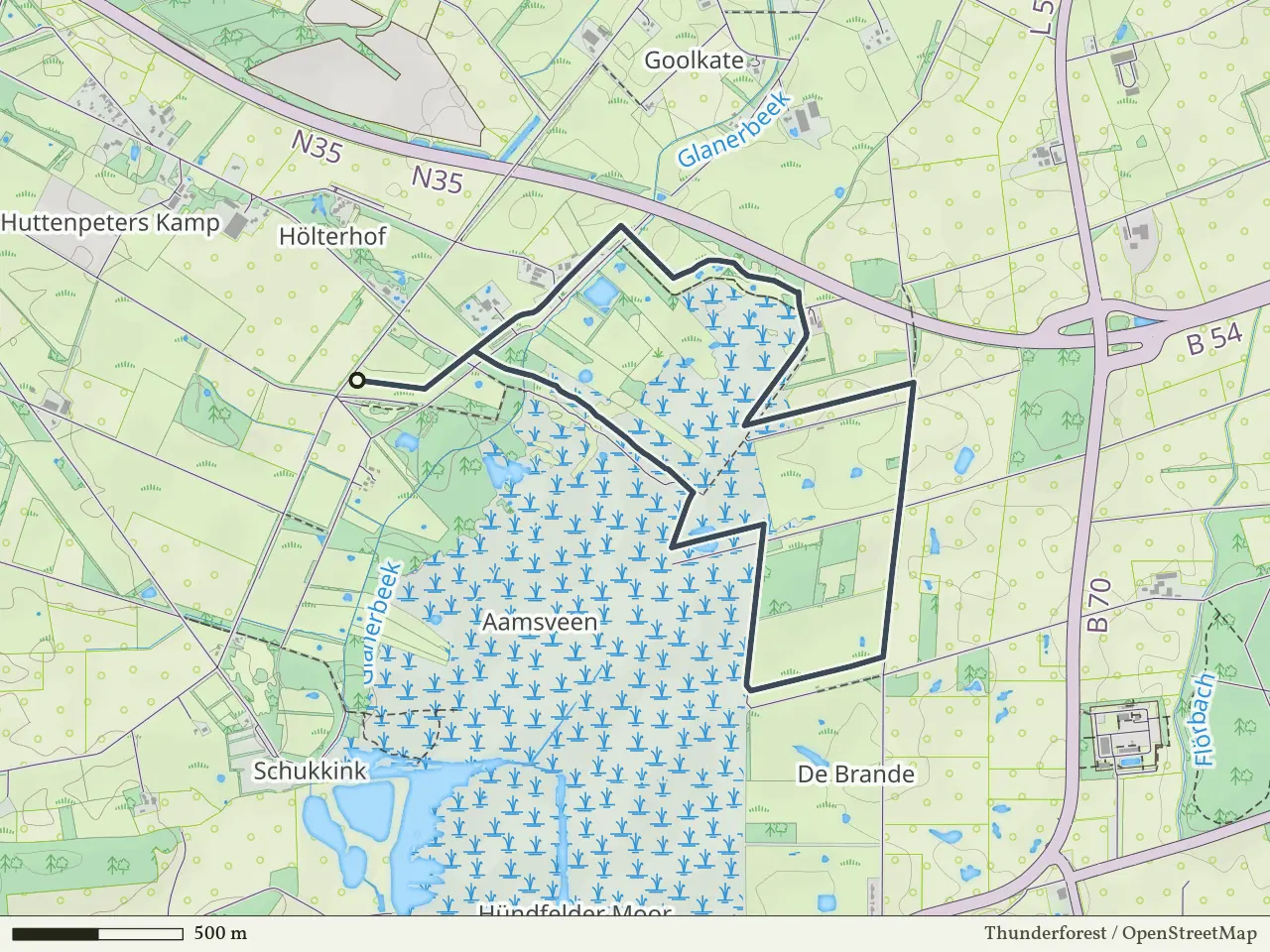 Gele route vanaf Aamsveen, Enschede