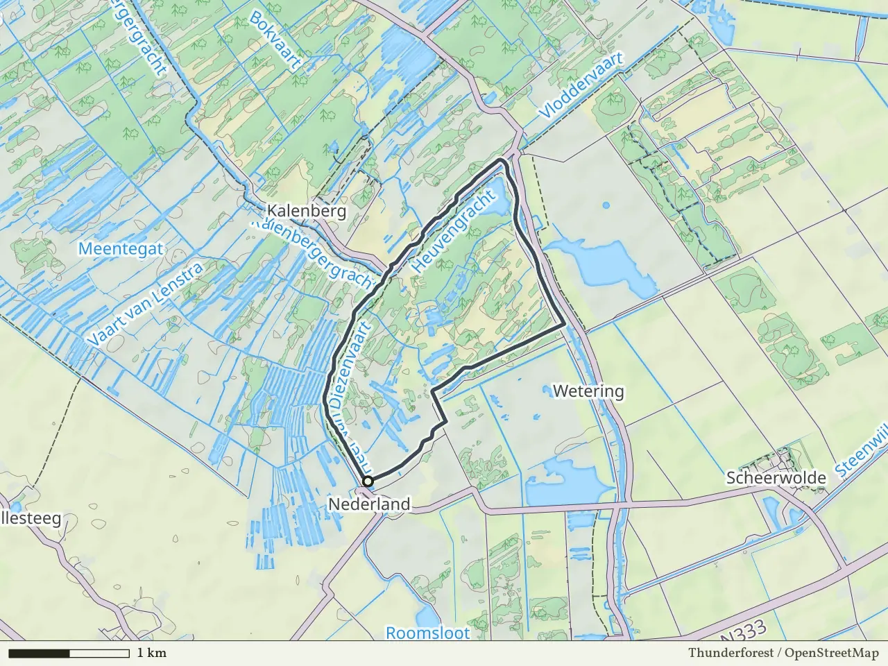 Oranje route vanaf Nederland, Weerribben-Wieden