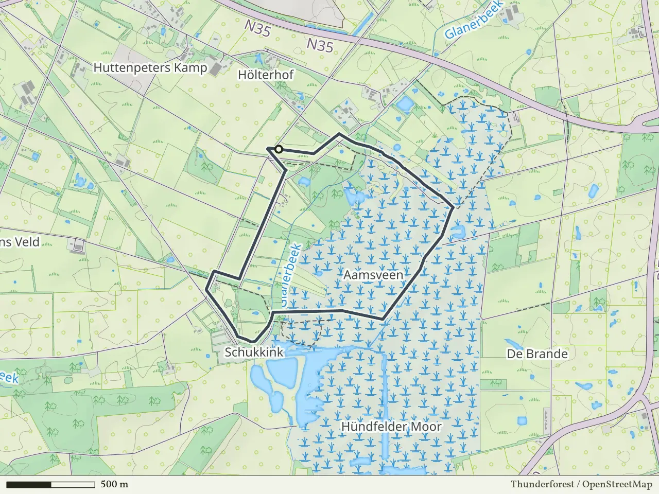 Rode route vanaf Aamsveen, Enschede