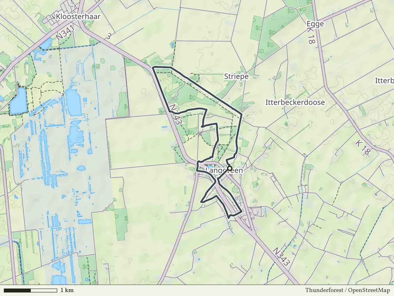 Paarse route vanaf Langeveen, Geesteren