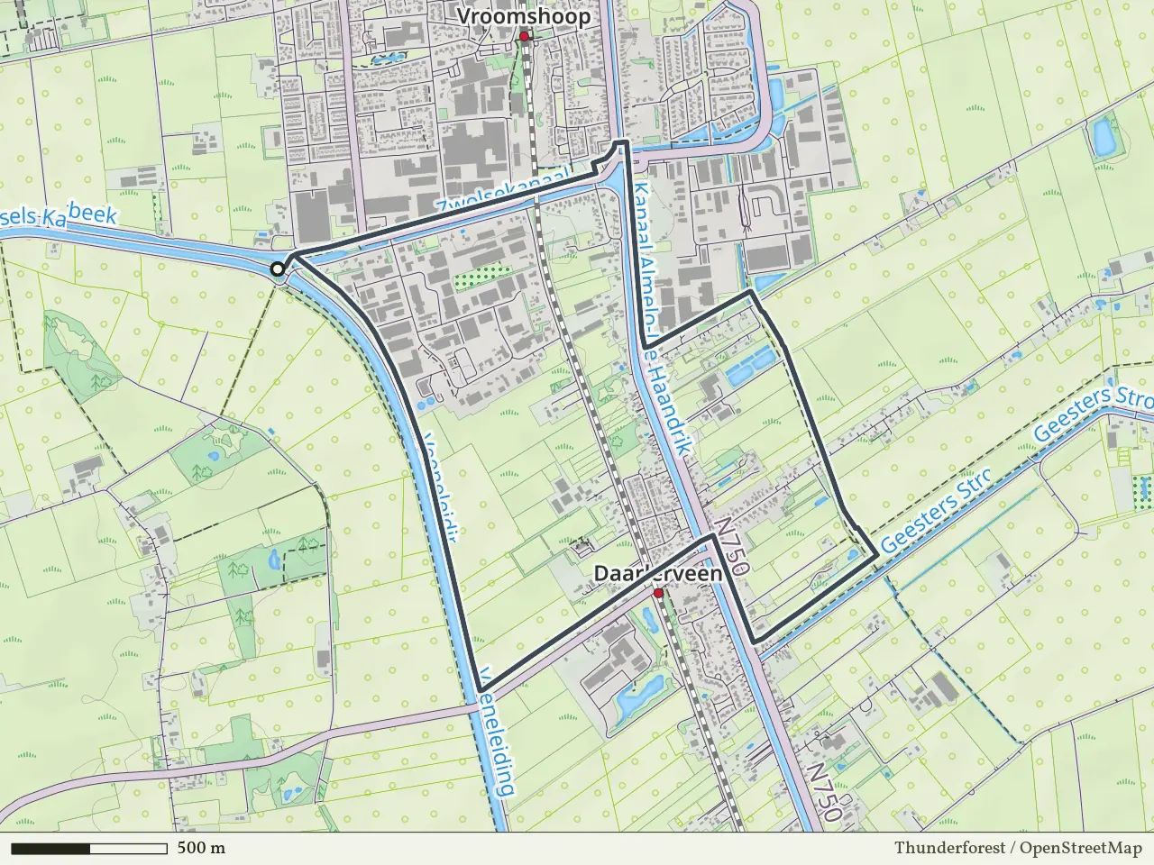 Gele route vanaf Linderflier, Vroomshoop