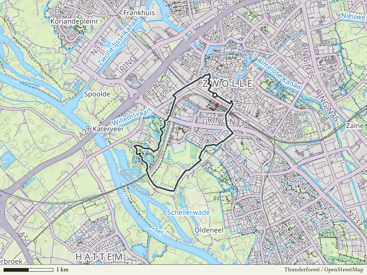 Paarse route vanaf Zwolle-Station, Zwolle
