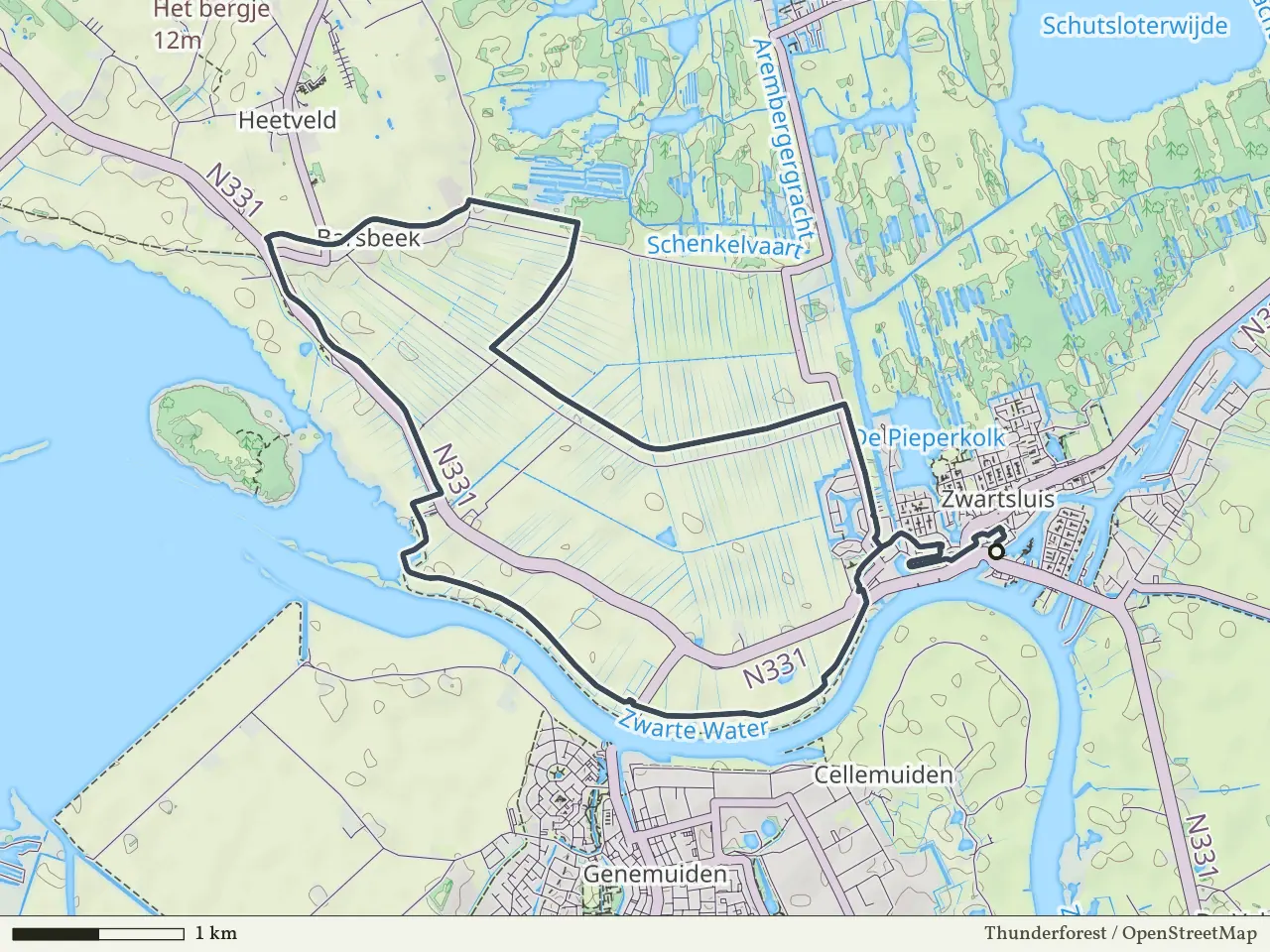 Oranje route vanaf Zwartsluis, IJsseldelta