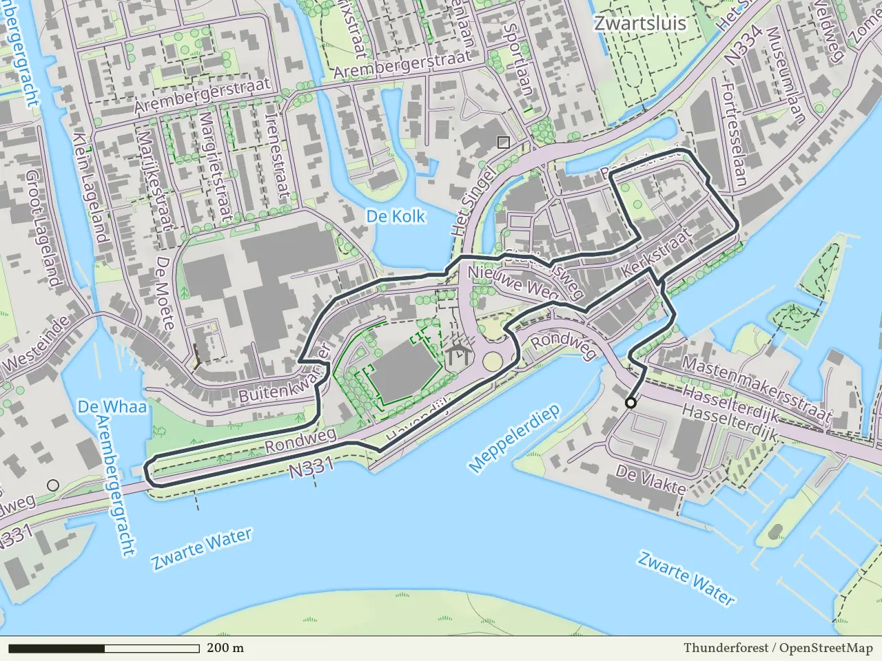 Paarse route vanaf Zwartsluis, IJsseldelta