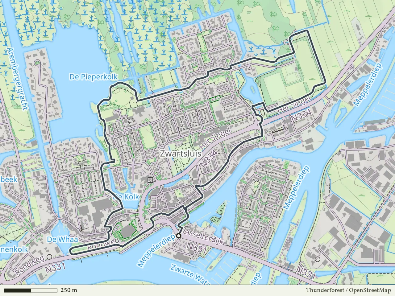 Rode route vanaf Zwartsluis, IJsseldelta