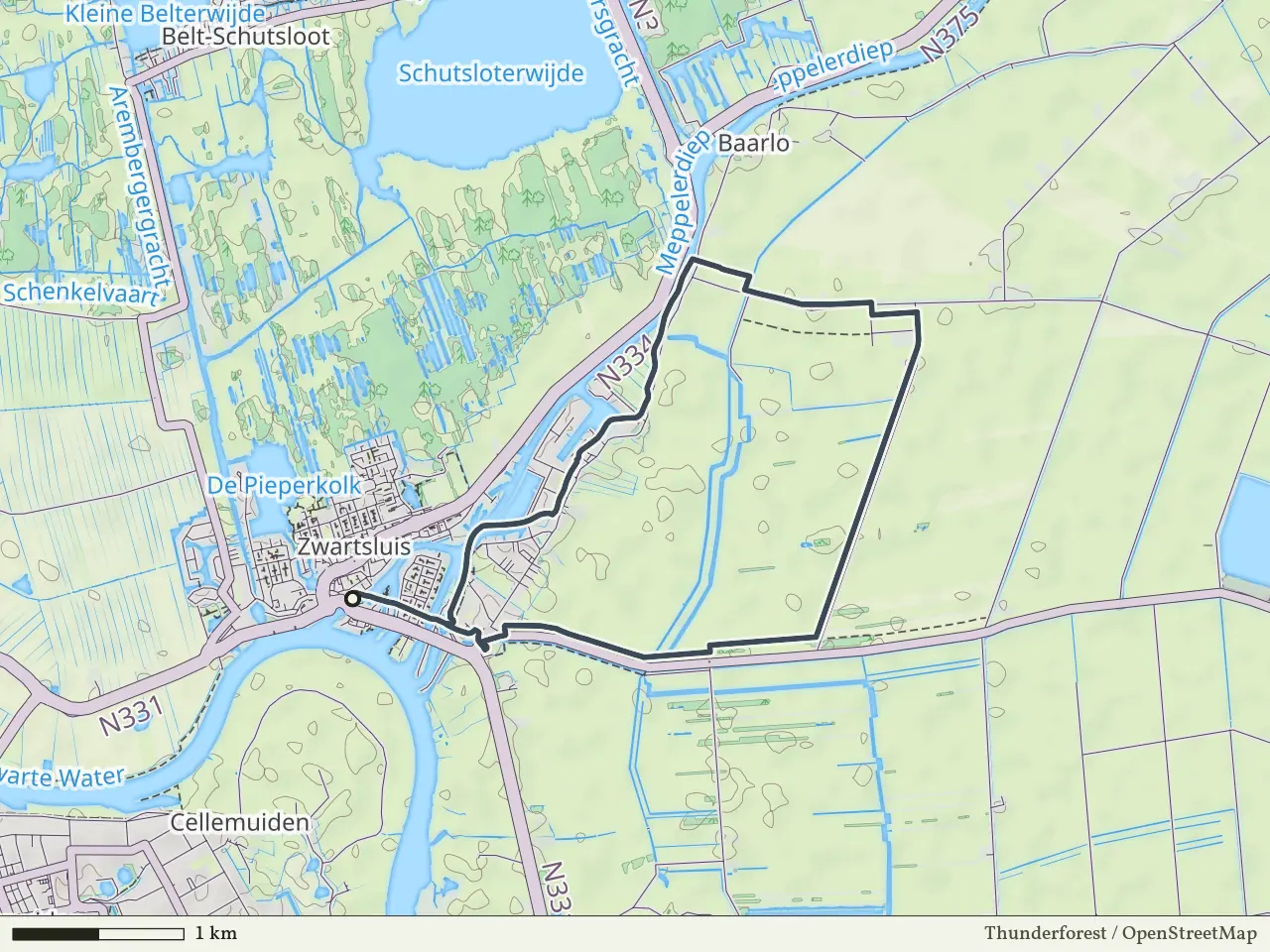 Blauwe route vanaf Zwartsluis, IJsseldelta