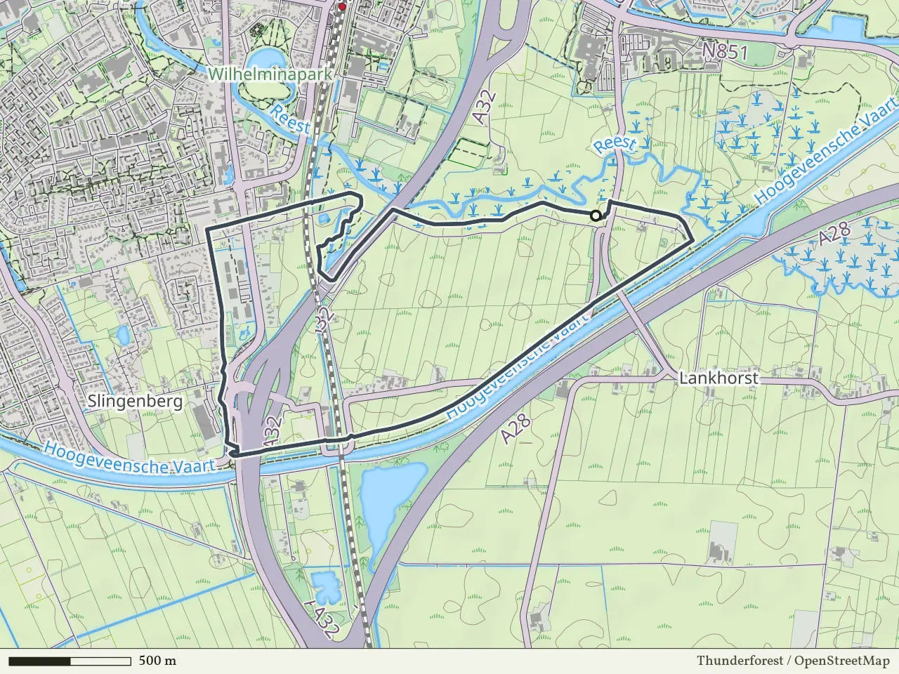 Paarse route vanaf Reeststouwe, Staphorst