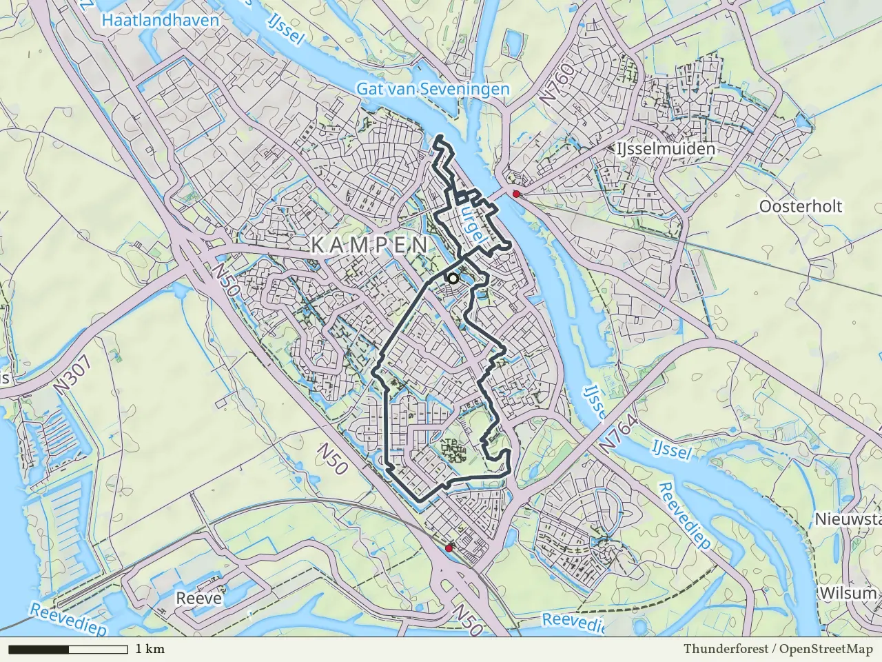 Blauwe route vanaf Kampen, IJsseldelta