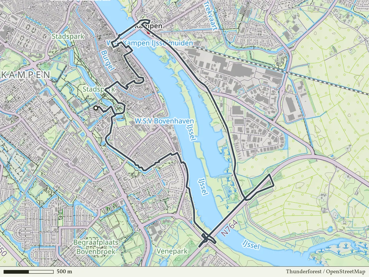 Gele route vanaf Kampen, IJsseldelta