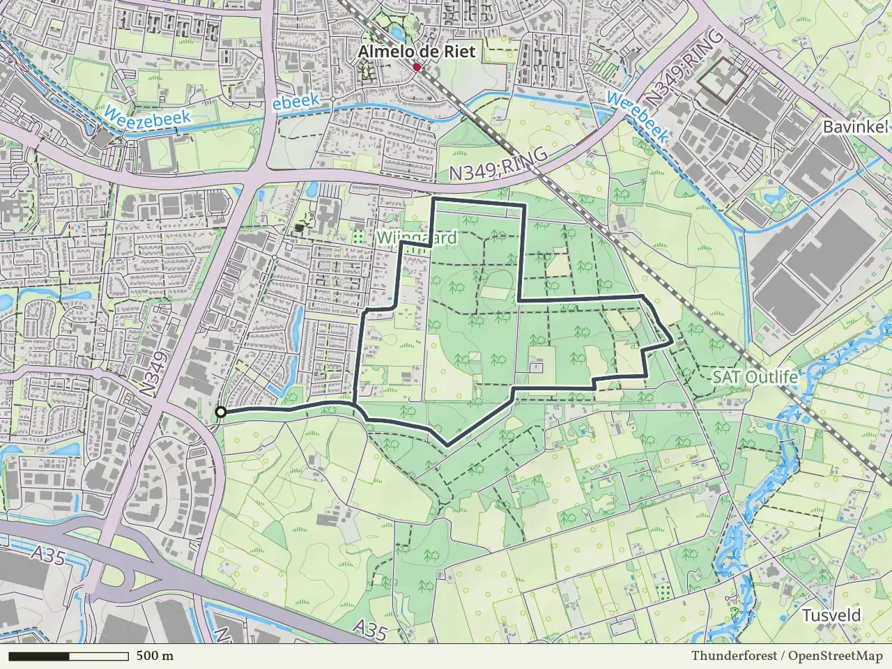 Paarse route vanaf Nijrees, Almelo