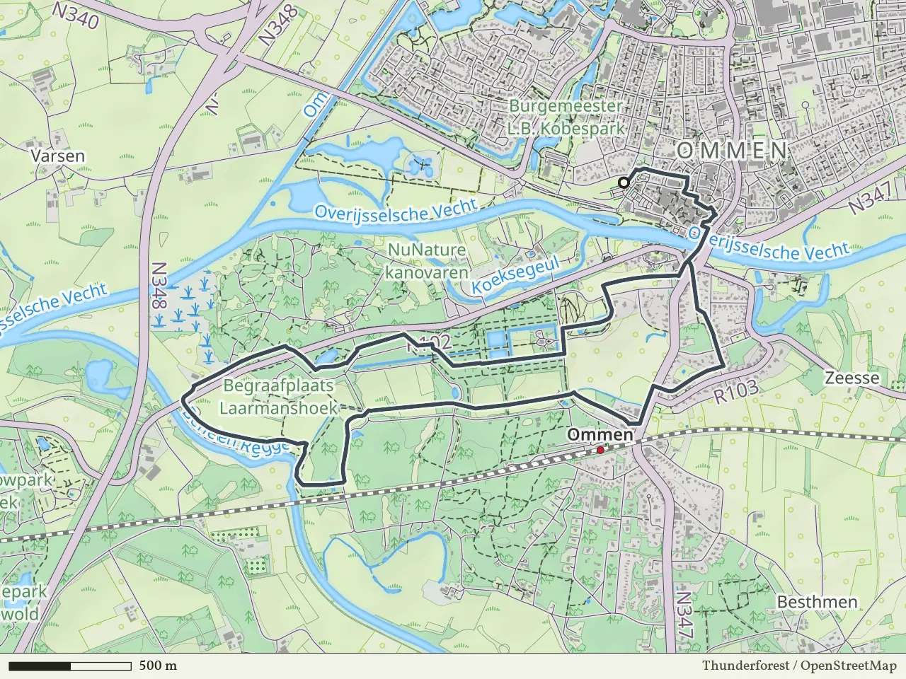 Paarse route vanaf Ommen, Ommen