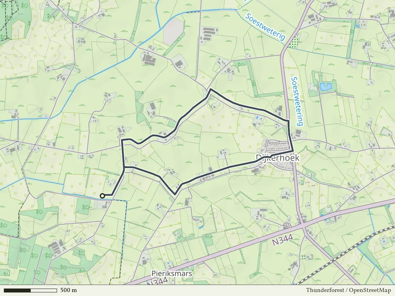 Gele route vanaf Plompmars, Okkenbroek