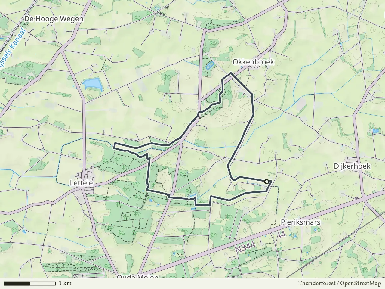 Paarse route vanaf Plompmars, Okkenbroek