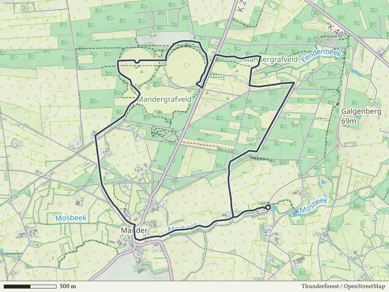 Gele route vanaf Mosbeek, Mander