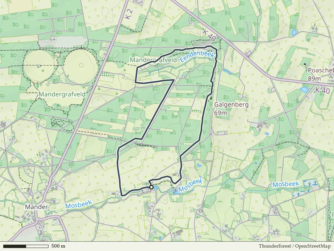 Oranje route vanaf Mosbeek, Mander