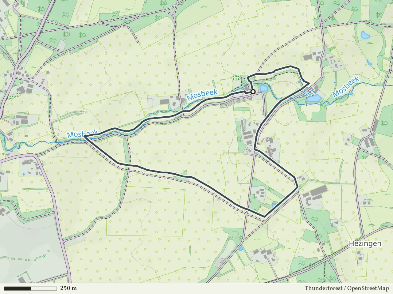 Rode route vanaf Mosbeek, Mander