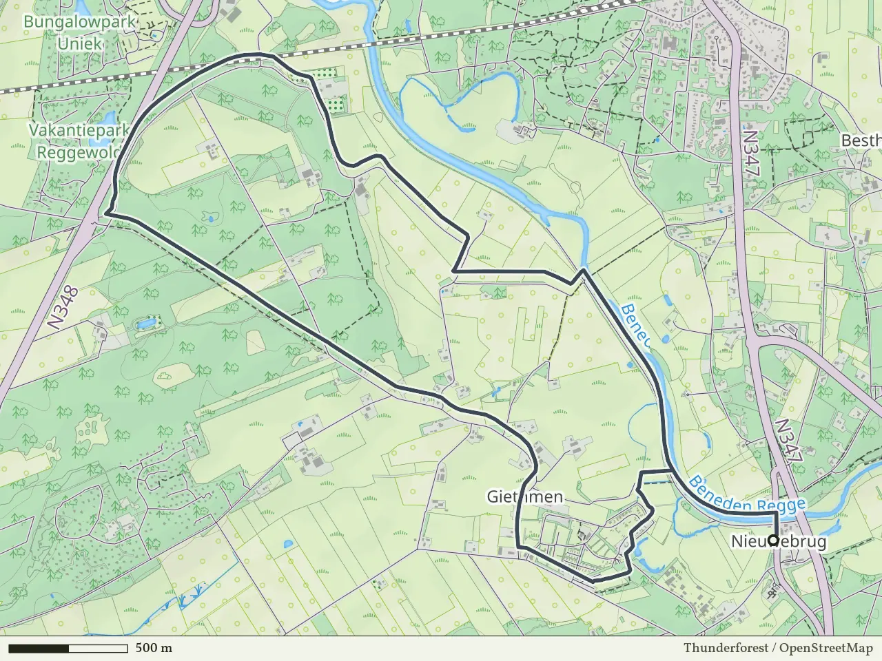 Paarse route vanaf Nieuwebrug, Lemele
