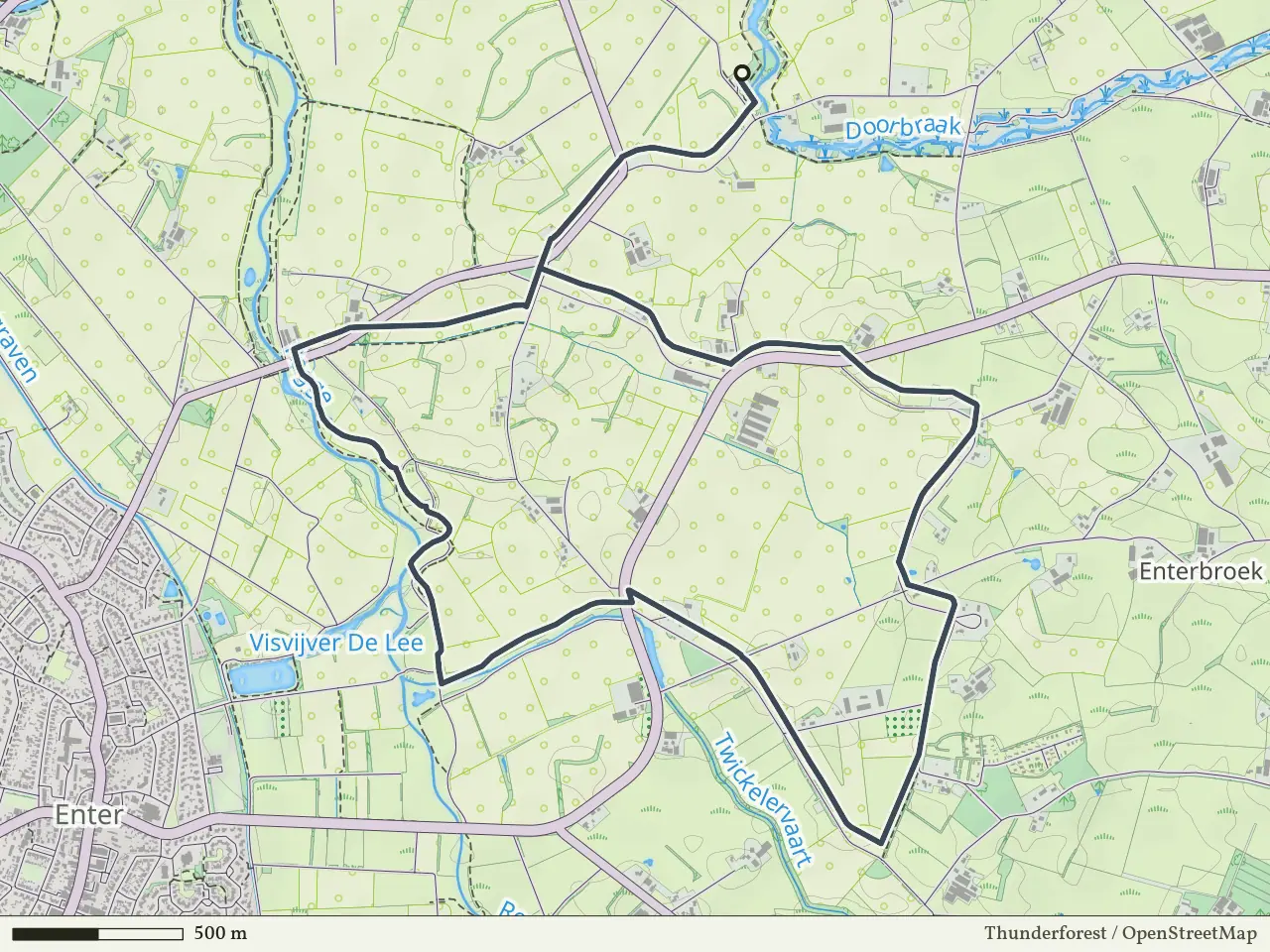 Rode route vanaf Mokkelengoor, Enter