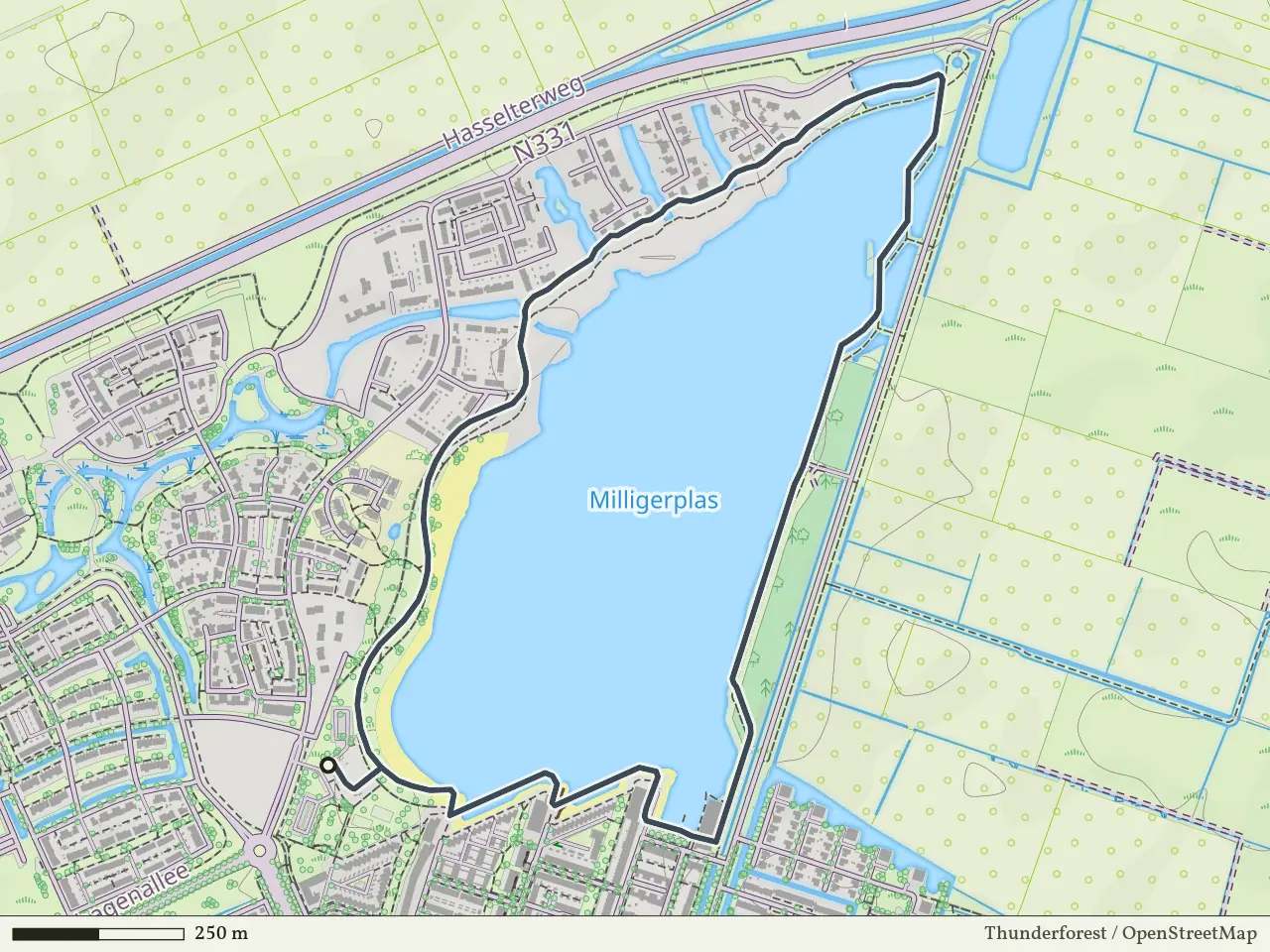Rode route vanaf Milligerplas, Zwolle