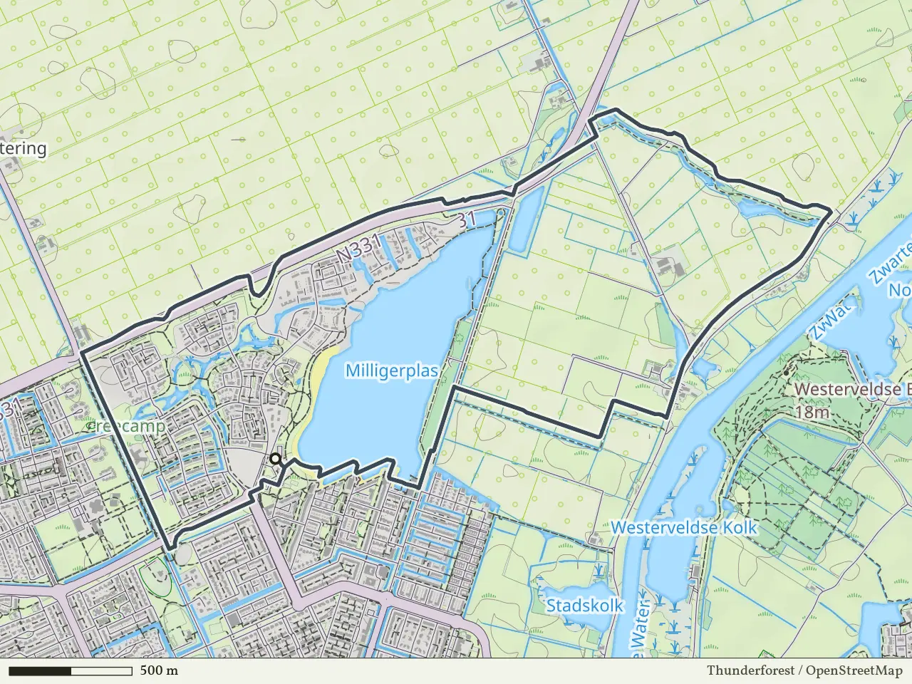 Blauwe route vanaf Milligerplas, Zwolle