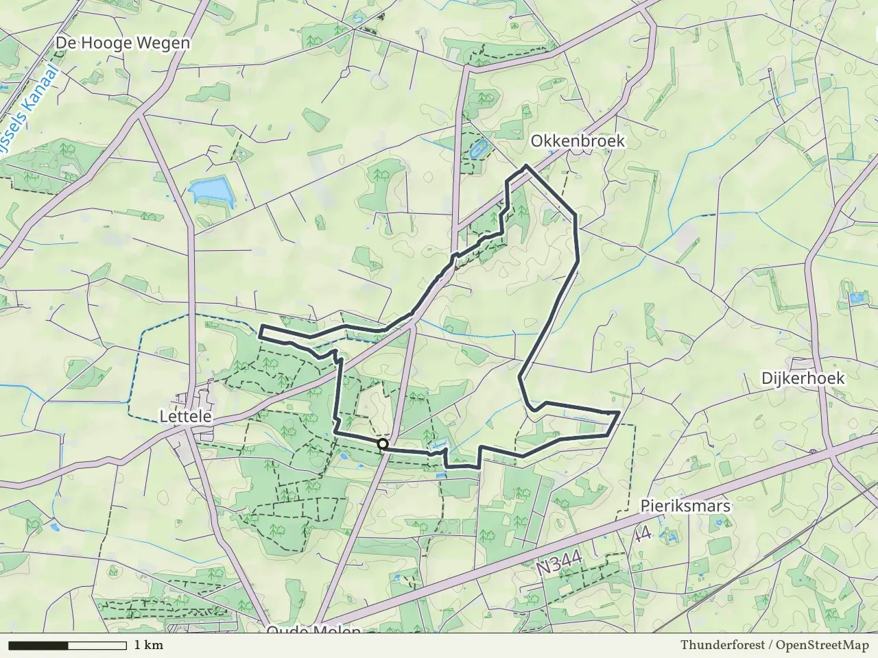 Paarse route vanaf Oostermaet, Lettele