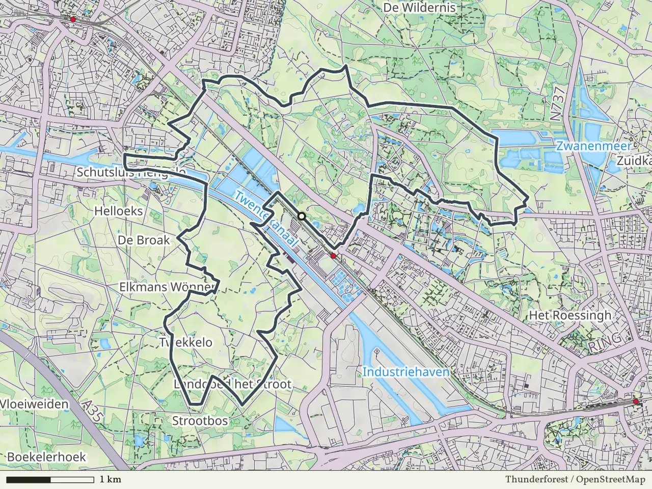Gele route vanaf Kristalbad, Enschede