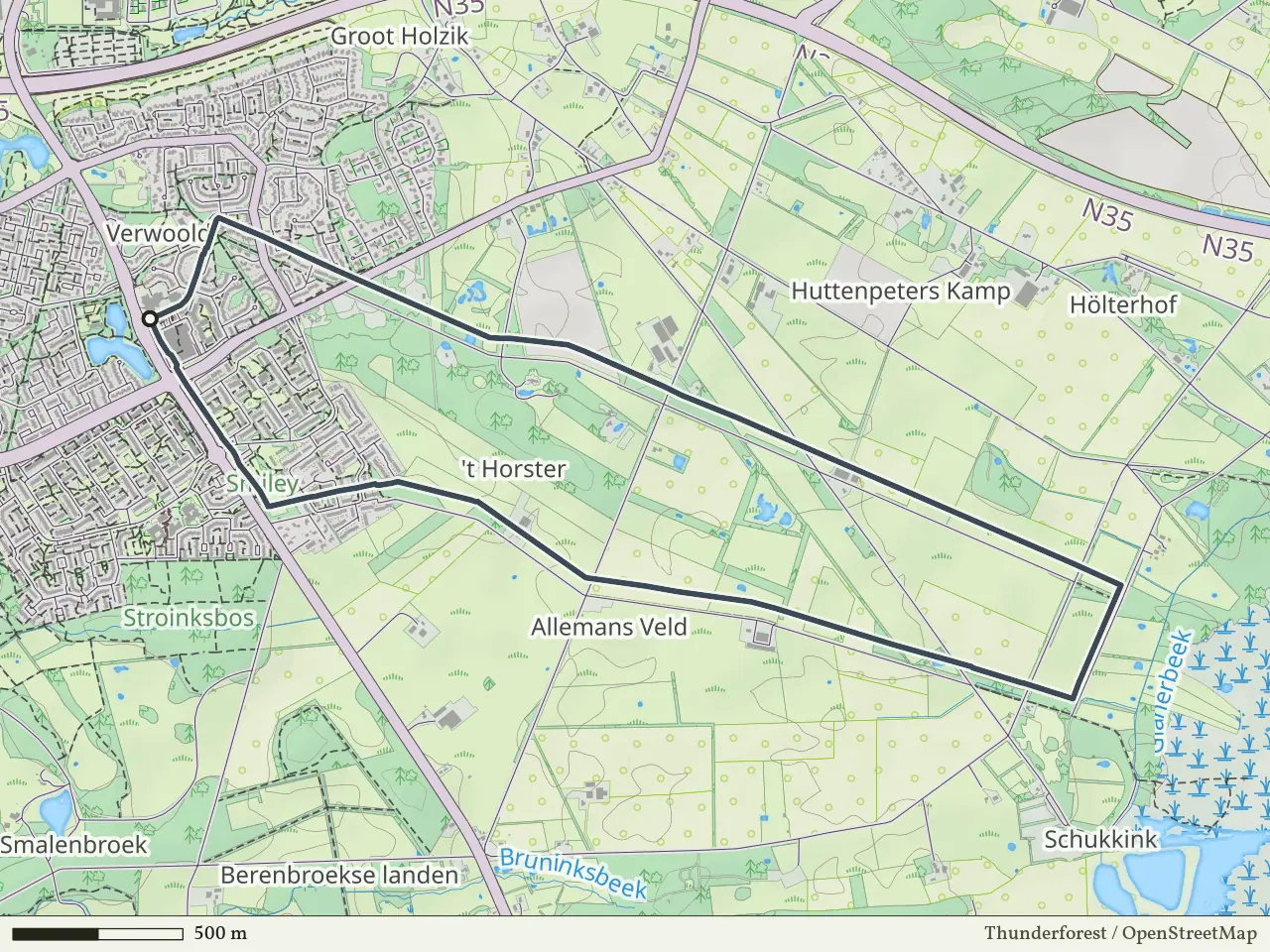 Blauwe route vanaf Stroinkslanden, Enschede