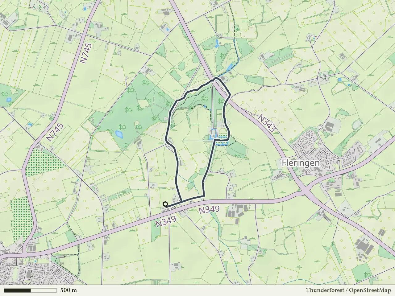 Oranje route vanaf Fleringerveld, Fleringen