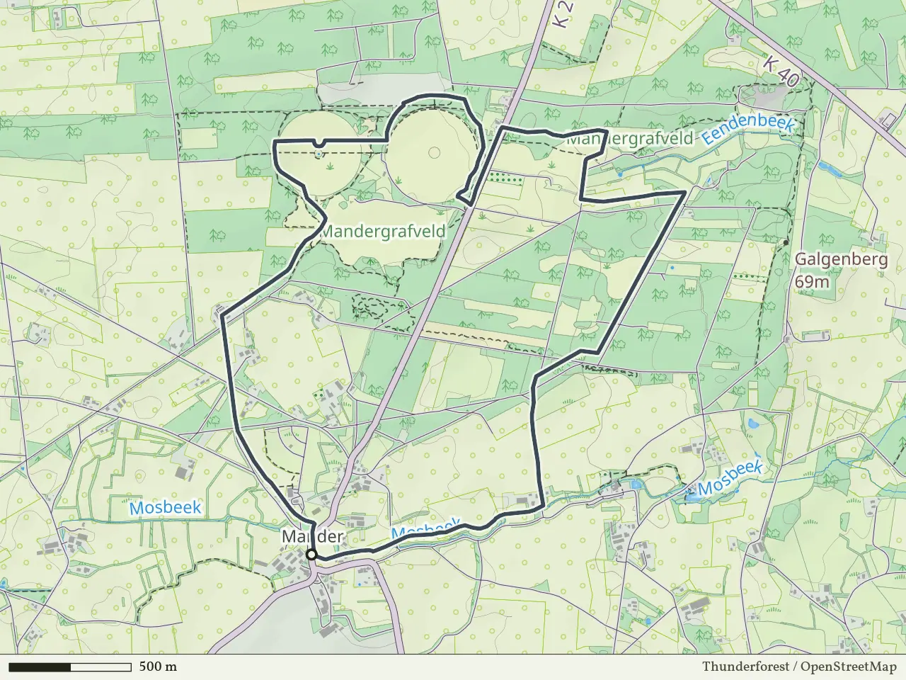 Gele route vanaf Mander, Vasse