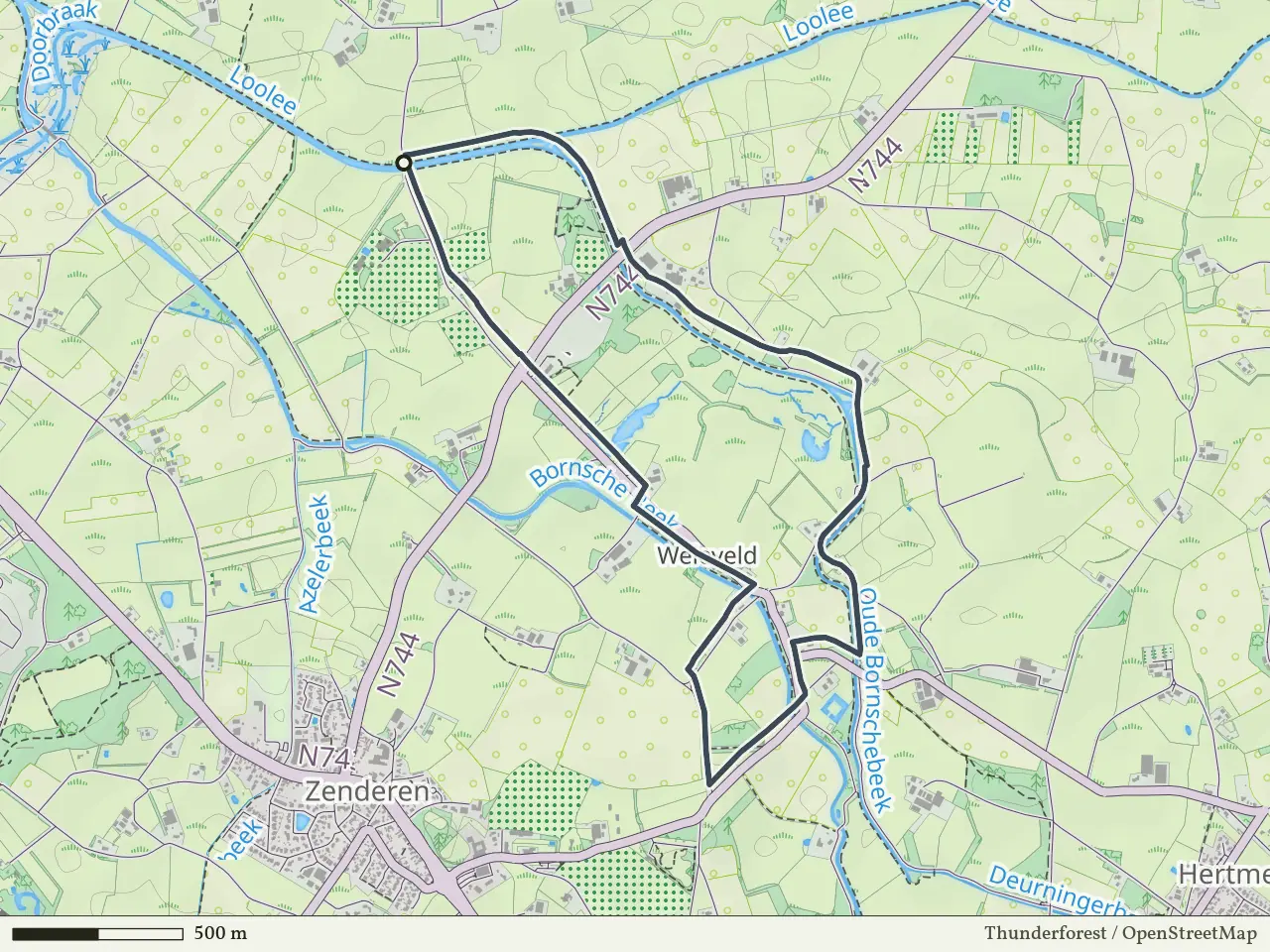 Groene route vanaf Loolee, Zenderen