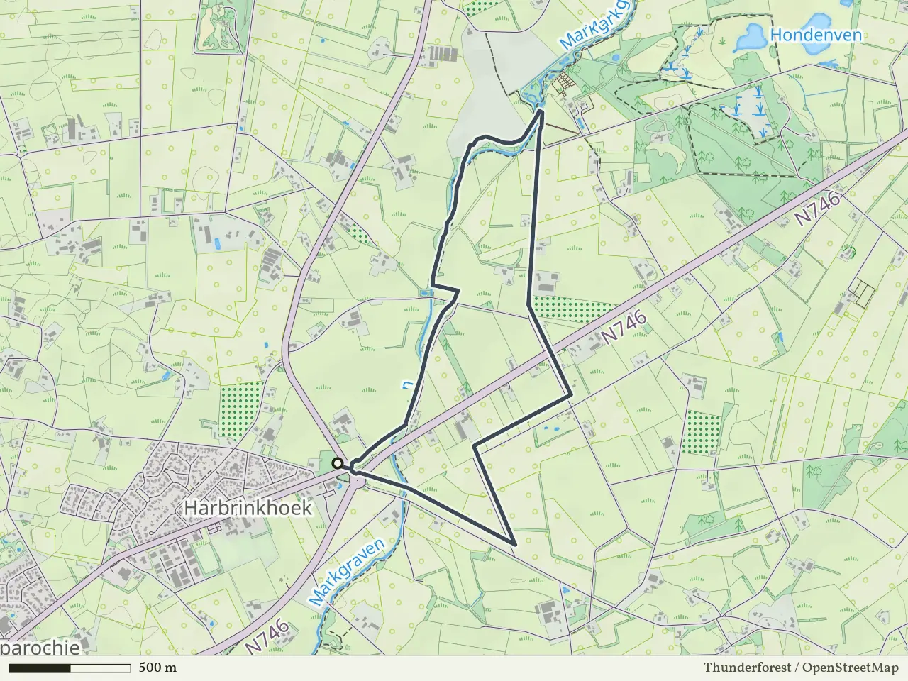 Rode route vanaf Harbrinkhoek, Harbrinkshoek