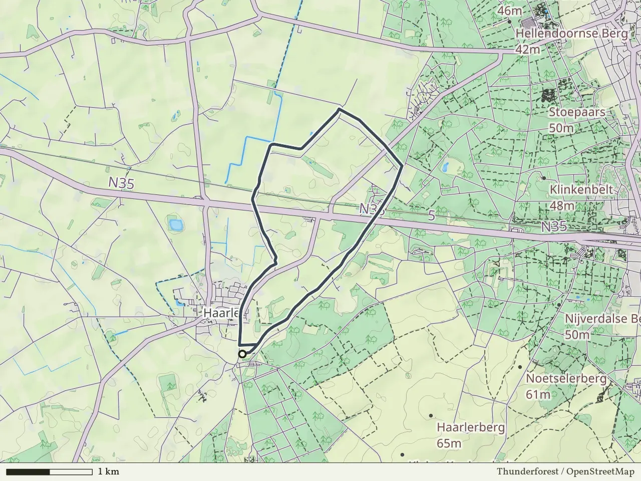 Paarse route vanaf Sprengenberg, Haarle