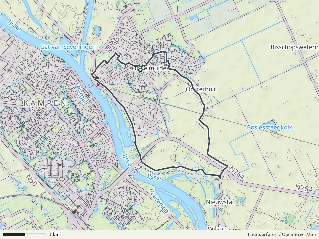 Groene route vanaf IJsselmuiden, IJsseldelta